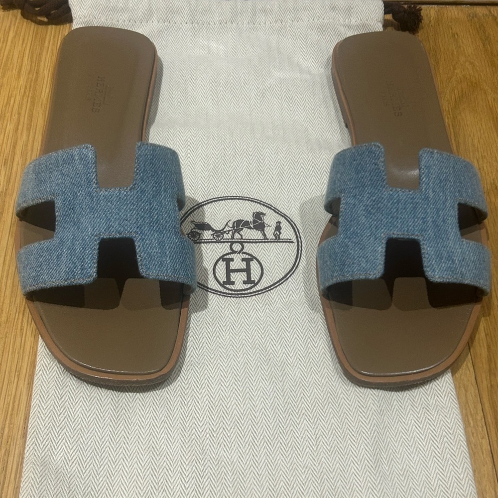 Hermès Orans in Blue Denim SZ 37.5 - Picture 4 of 12